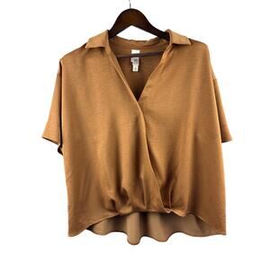 Women’s Wynne Layers XL Chocolate Brown Short Sleeve Blouse